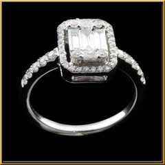 2ct Emerald Cut Diamond Illusion Engagement Ring Set in 18kt Gold