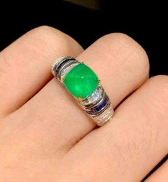 2CT Emerald Cut Diamond Ring 18K Gold Band with 0.20CT Diamond Accents