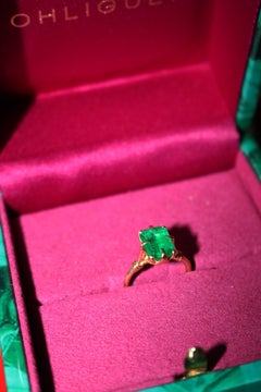 2ct Smaragdschliff Verlobungsring in 18ct Gelbgold