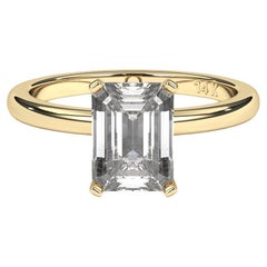 2CT Emerald Cut Solitaire F-G Color with VS Clarity Lab Grown Diamond Ring