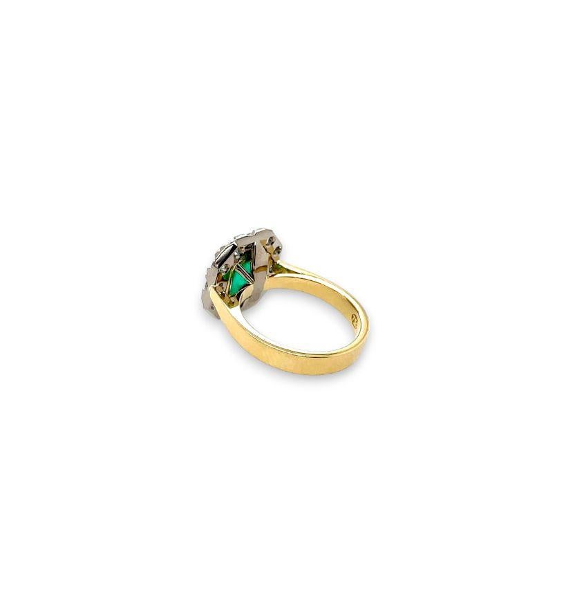 2ct Emerald Diamond Halo ring in 18ct white and yellow gold In New Condition For Sale In Brisbane, AU