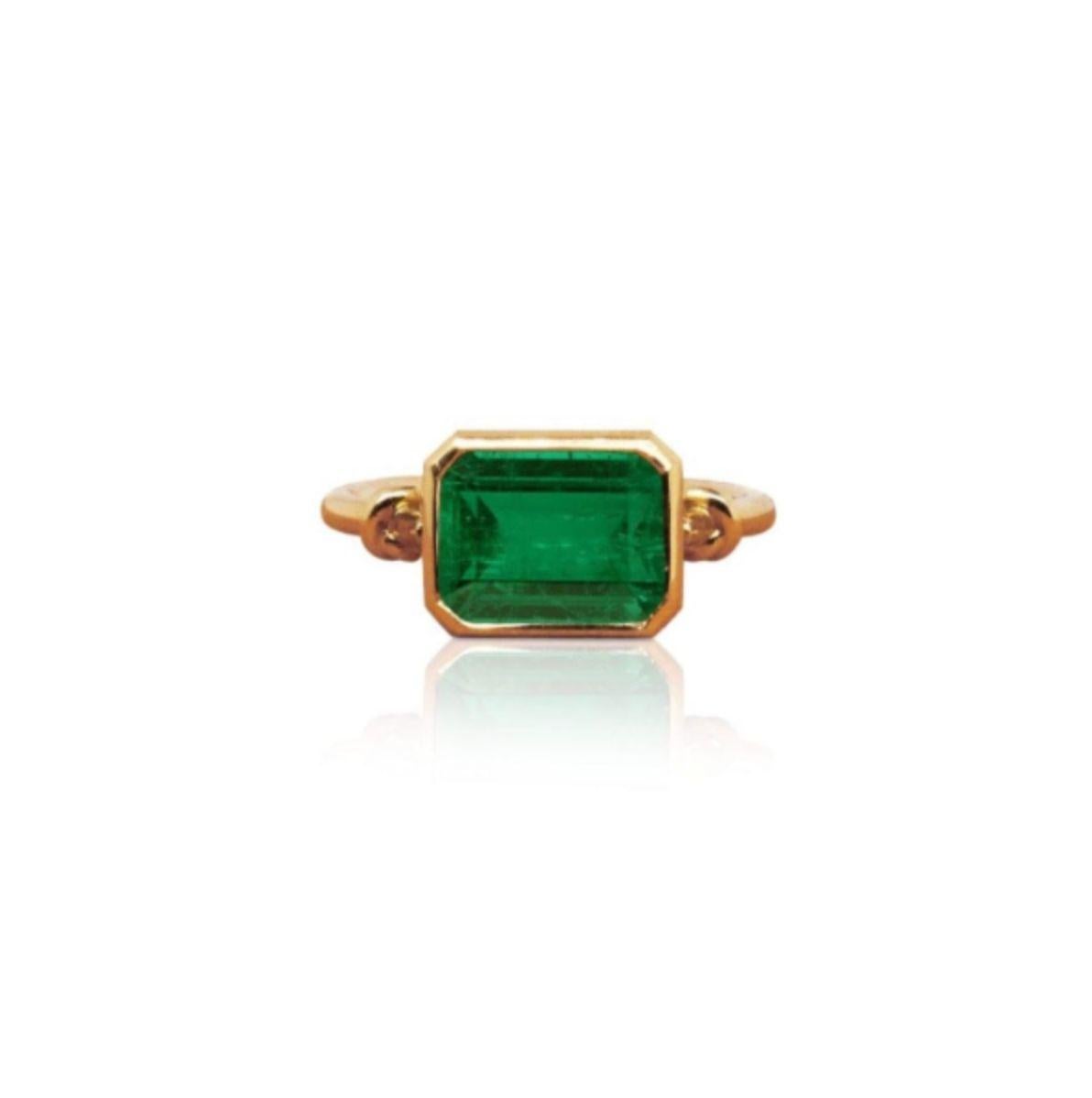 Artist 2ct Emerald 'Forget Me Knot' Ring in 18ct Yellow Gold For Sale