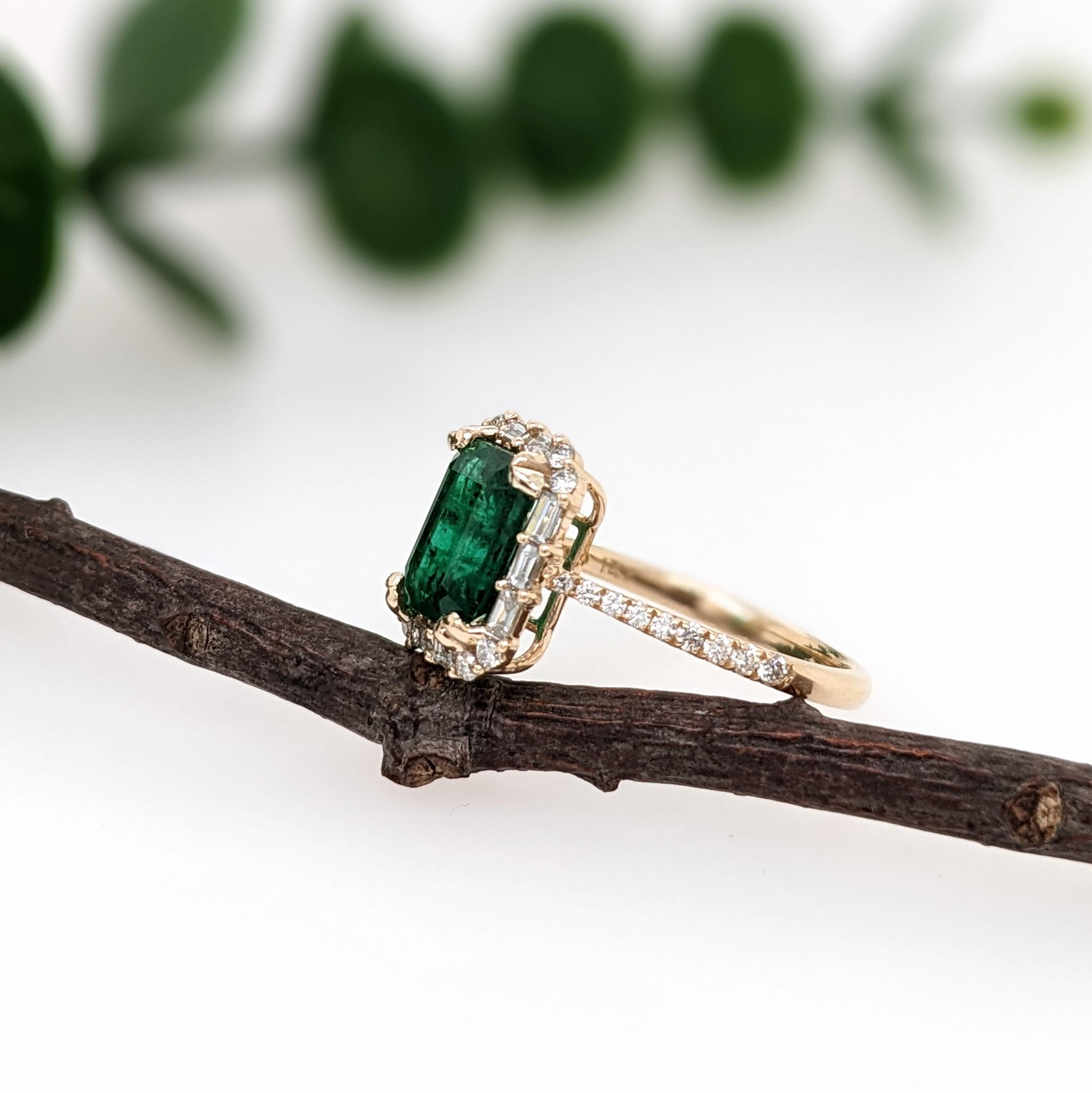 2ct Emerald Ring w Natural Diamonds in Solid 14k Yellow Gold Emerald cut 9x7mm In New Condition In Columbus, OH