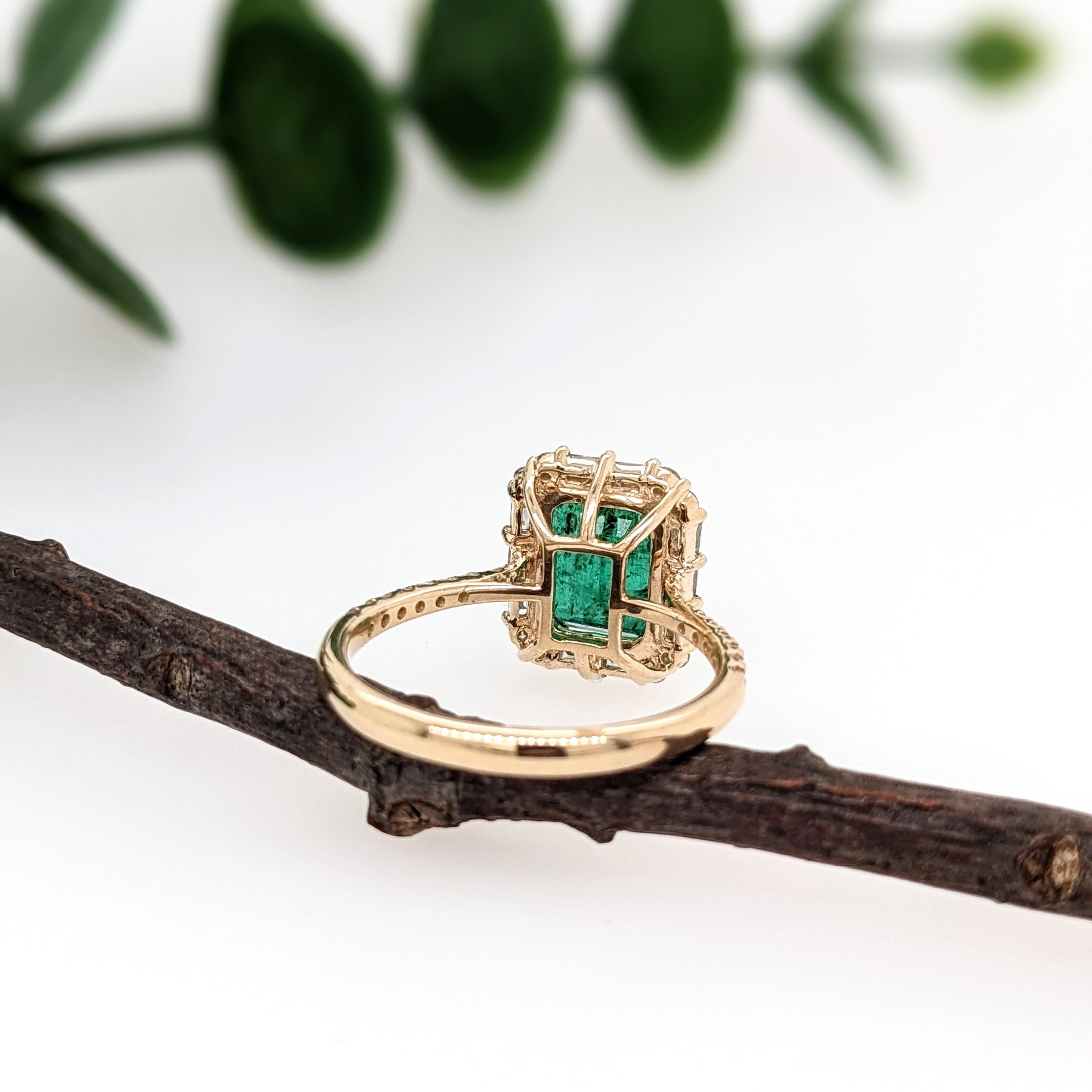 2ct Emerald Ring w Natural Diamonds in Solid 14k Yellow Gold Emerald cut 9x7mm 1