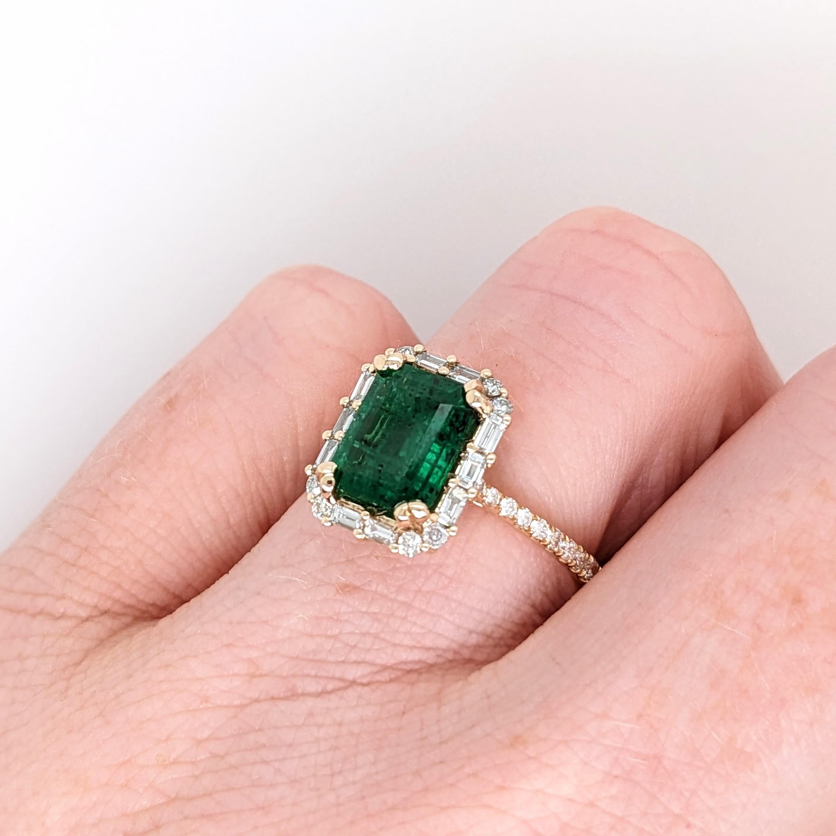 2ct Emerald Ring w Natural Diamonds in Solid 14k Yellow Gold Emerald cut 9x7mm 2