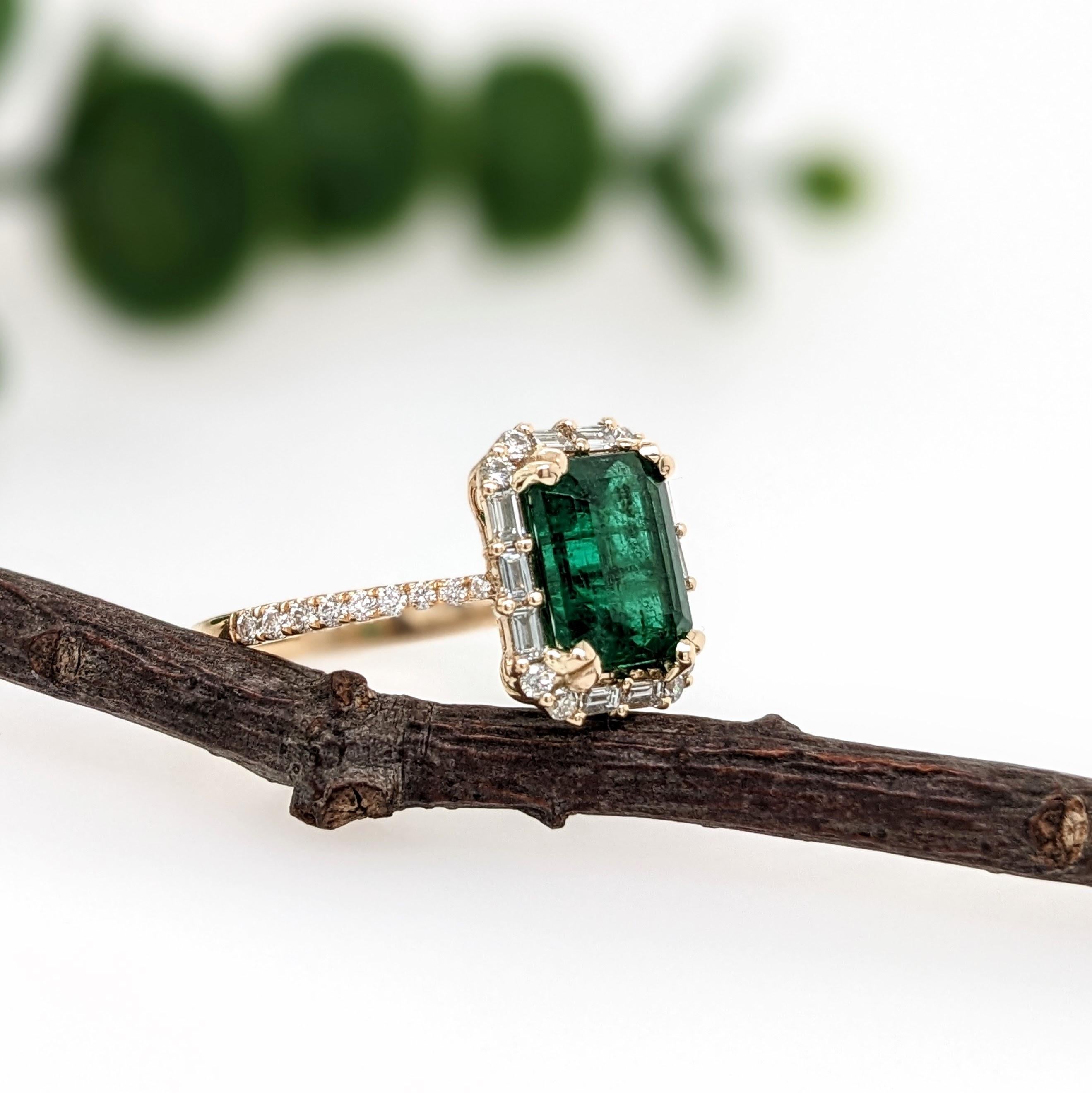 2ct Emerald Ring w Natural Diamonds in Solid 14k Yellow Gold Emerald cut 9x7mm 2