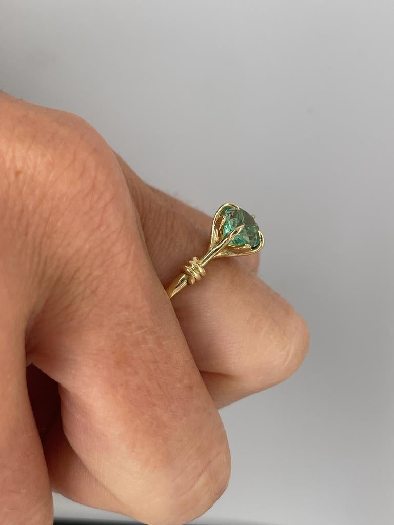 For Sale:  Emerald Solitaire Style Ring in 18ct Gold 7