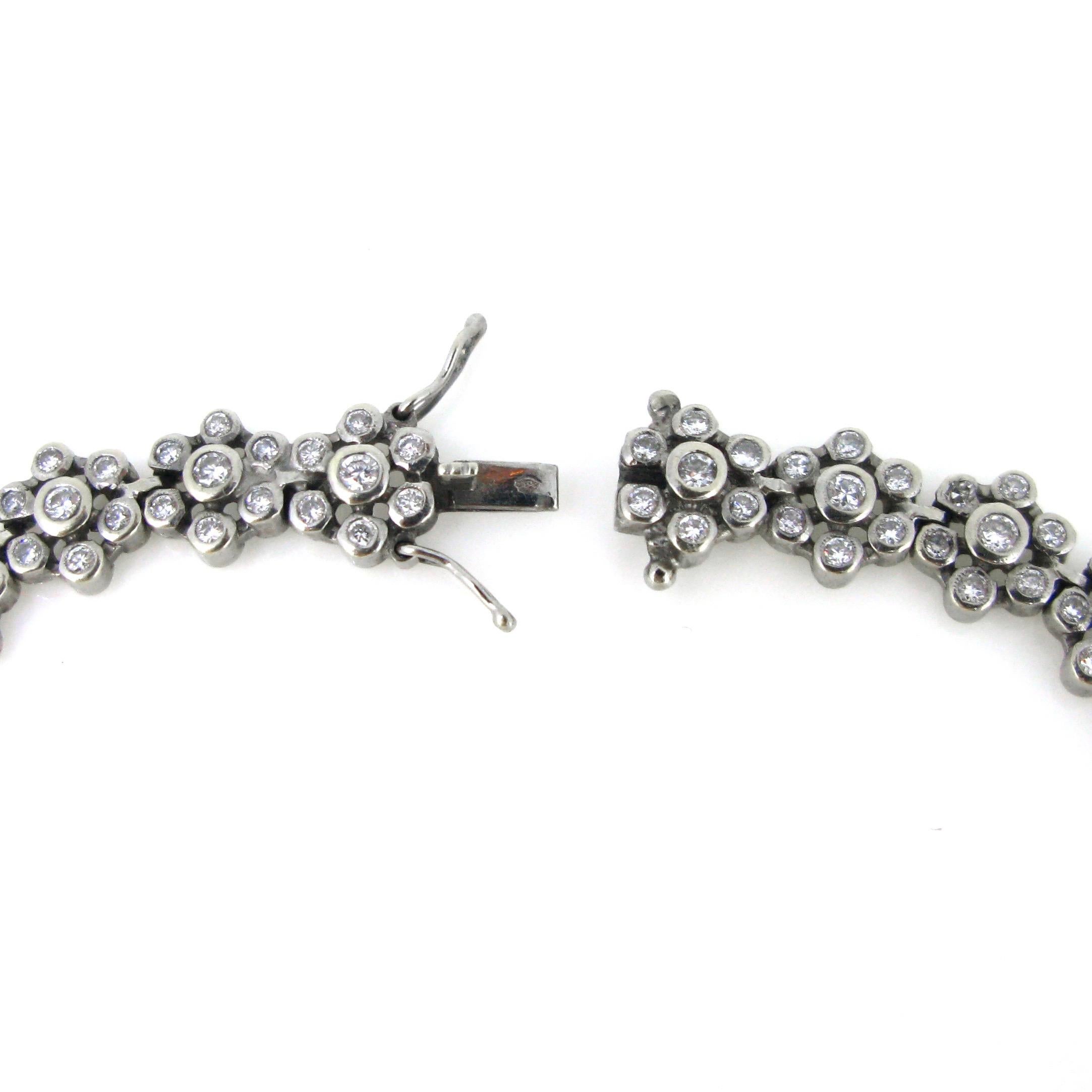2 Carat Flowers Diamonds White Gold Riviere Bracelet In Good Condition In London, GB