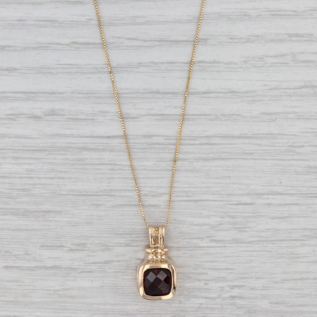 Women's or Men's 2ct Garnet Solitaire Pendant Necklace 14k Yellow Gold 18.25