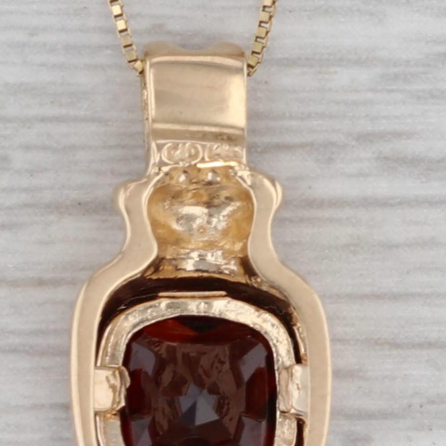 2ct Garnet Solitaire Pendant Necklace 14k Yellow Gold 18.25