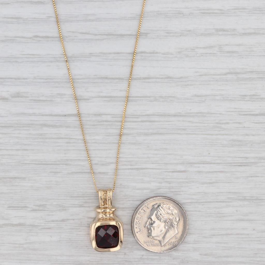2ct Garnet Solitaire Pendant Necklace 14k Yellow Gold 18.25