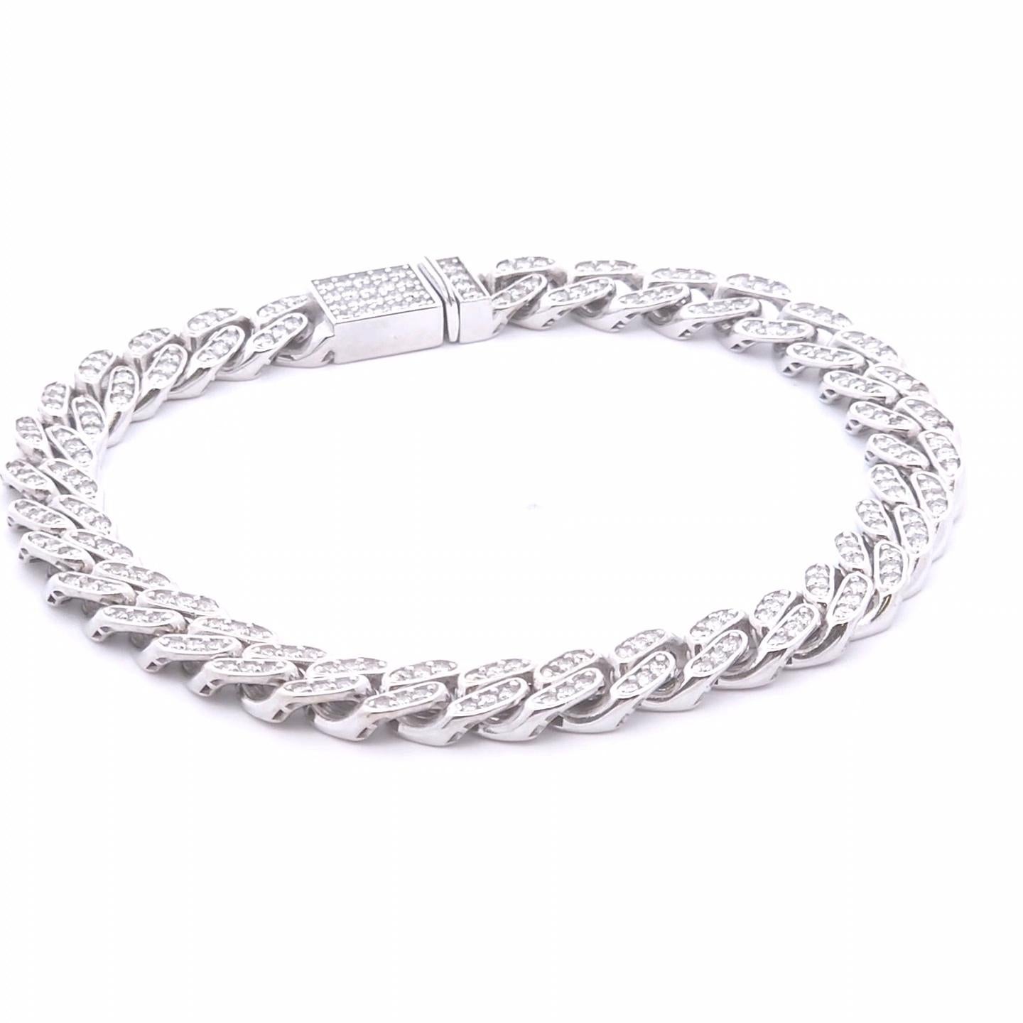 Pulsera de diamantes para caballero de 2 ct en oro blanco de 14k en Nuevo estado para la venta en Tustin, CA