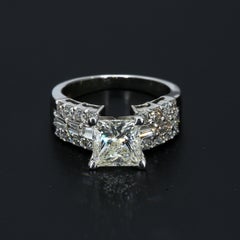2ct GIA Certified Princess Cut Diamond Engagement Ring in 18k White Gold Size 5