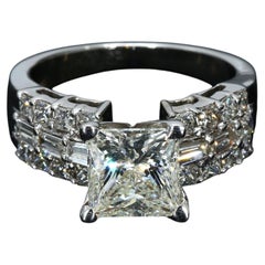 2ct GIA Certified Princess Cut Diamond Engagement Ring in 18k White Gold Size 5