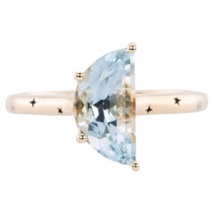 2ct Halbmond Aquamarin 14K Gold Verlobungsring Celestial inspirierter Ring R6646