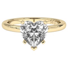 2CT Heart Cut Solitaire F-G Color with VS Clarity Lab Grown Diamond Ring
