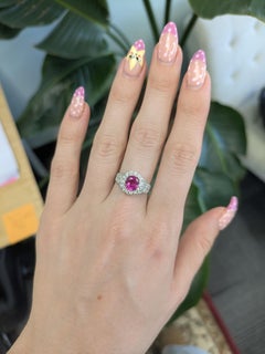 2ct Hot Pink Sapphire Ring with Natural Diamonds Accents: Solid 14k Gold, Oval