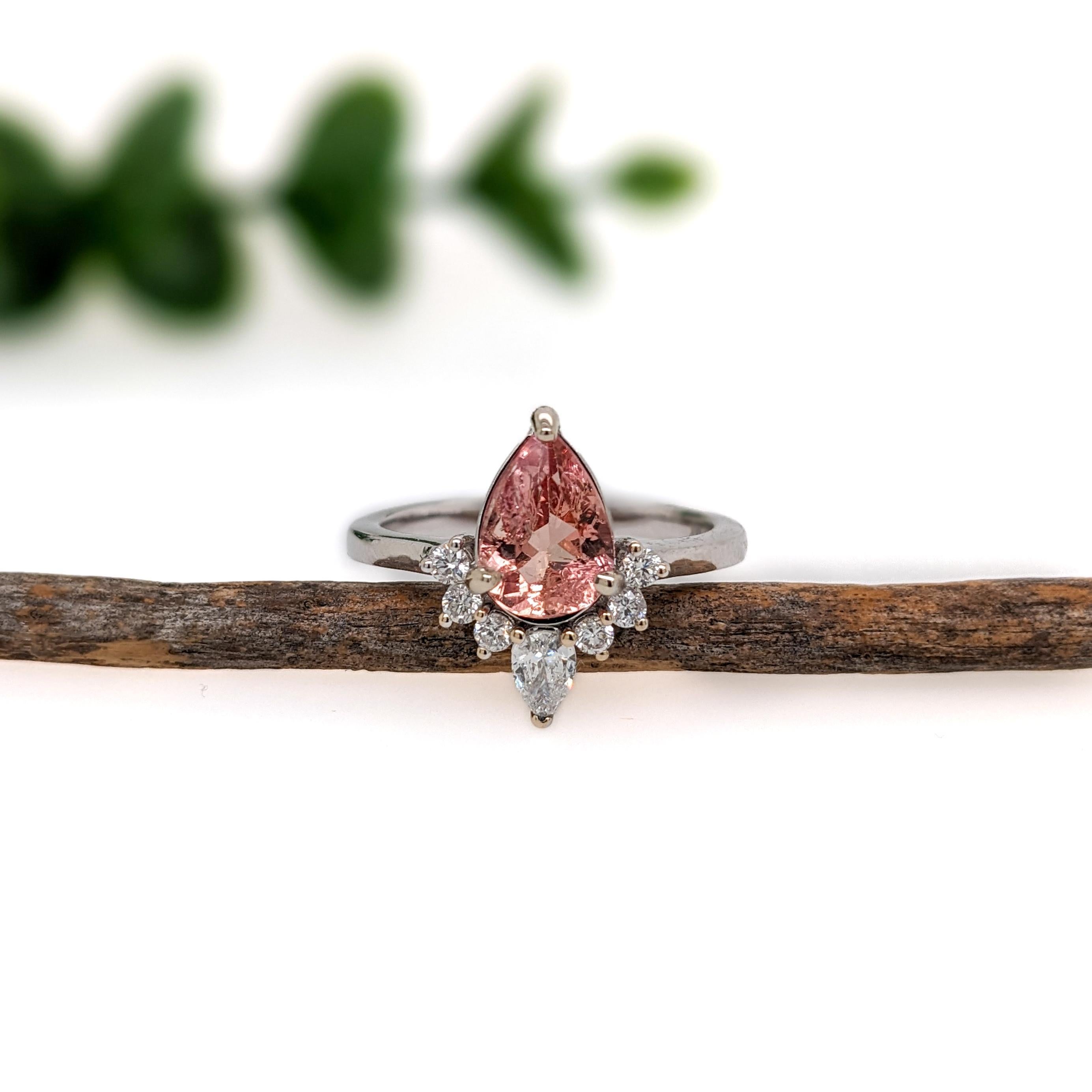 Art Deco 2ct Imperial Topaz Ring w Natural Diamond Accents in Solid 14K Gold  PE 10x6mm For Sale