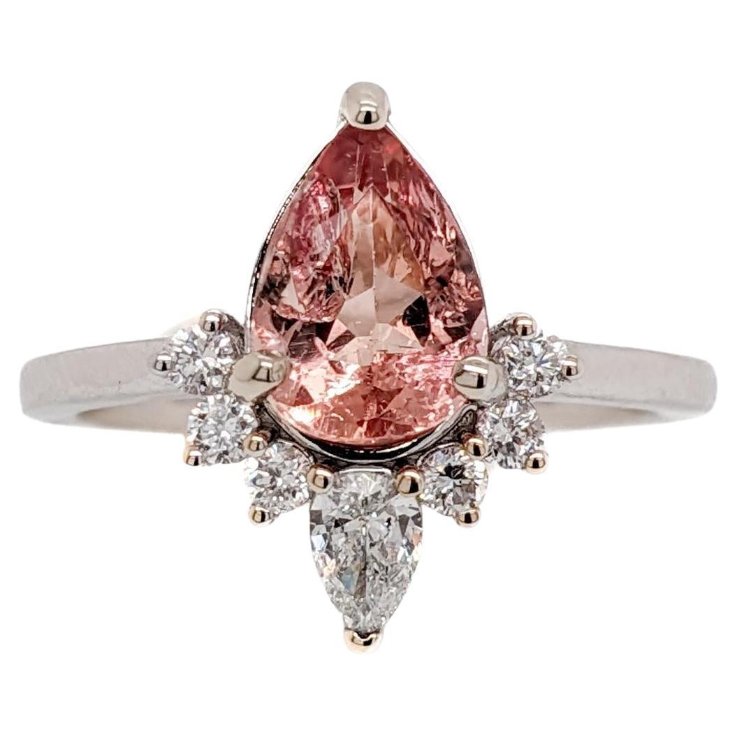 2ct Imperial Topaz Ring w Natural Diamond Accents in Solid 14K Gold  PE 10x6mm For Sale