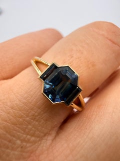2ct Japanese style minimalist London Blue topaz ring 14KT gold