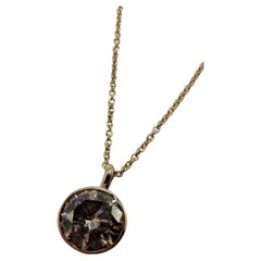 2ct Large solitaire bezel diamond pendant necklace 14KT gold