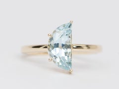 2ct Light Blue Half Moon Shape Aquamarine Solitaire Ring 14K Gold