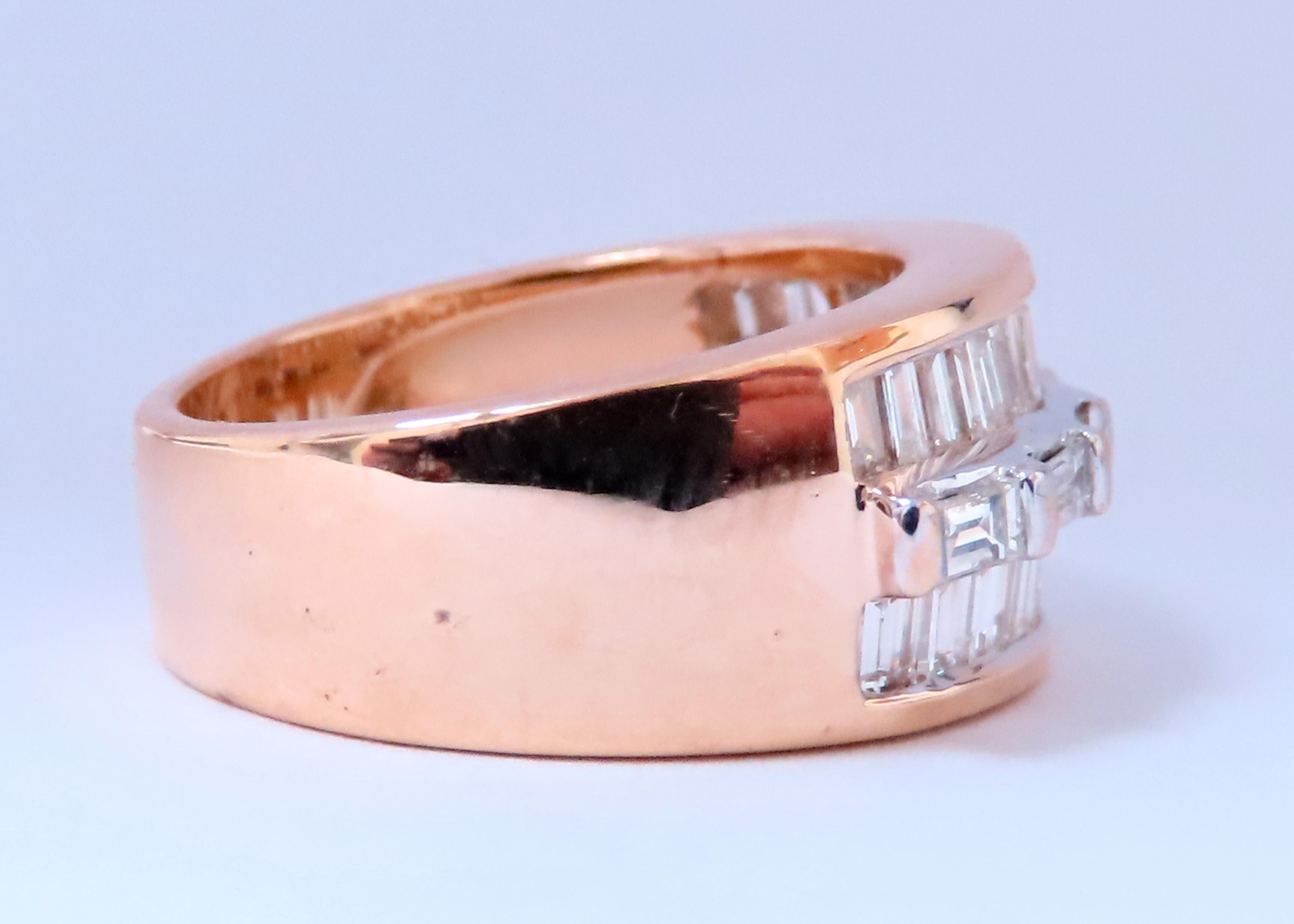 Baguette Cut 2ct Natural Baguette Diam2ct Natural Baguette Diamonds Wide Band 14kt Gold 12639 For Sale