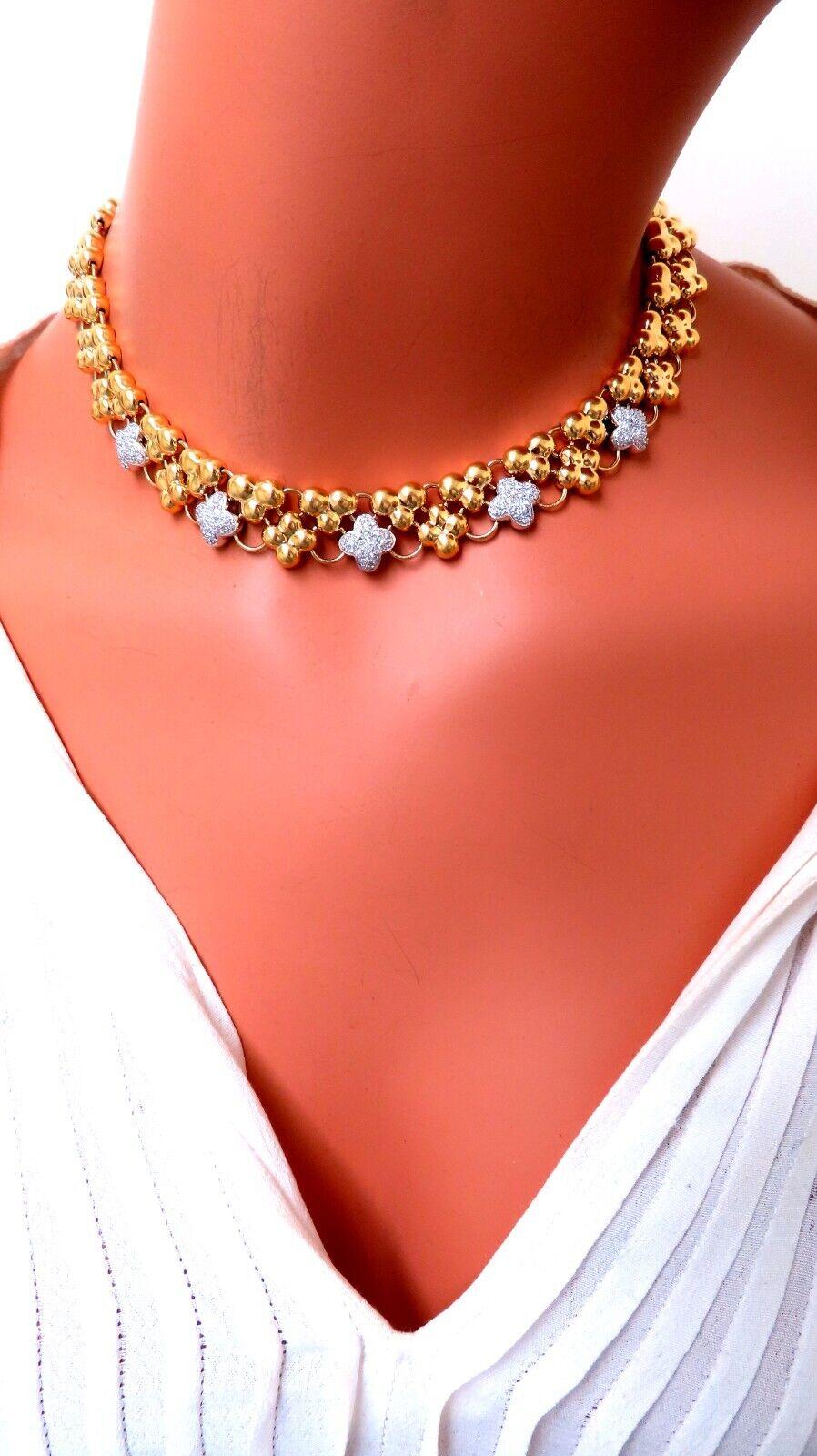 2ct Natural Diamonds Clover Link Necklace 18Kt Gold For Sale 1