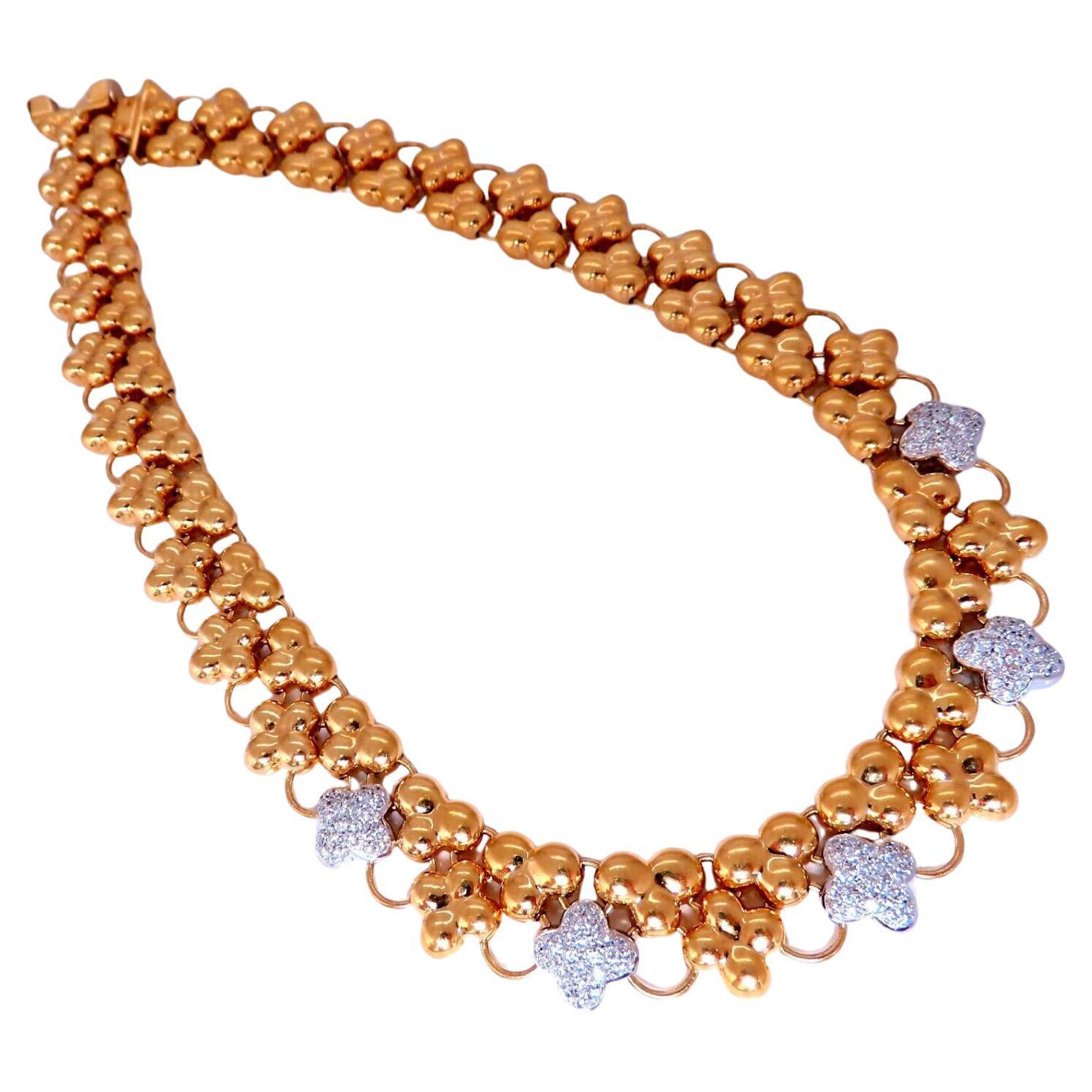 2ct Natural Diamonds Clover Link Necklace 18Kt Gold For Sale