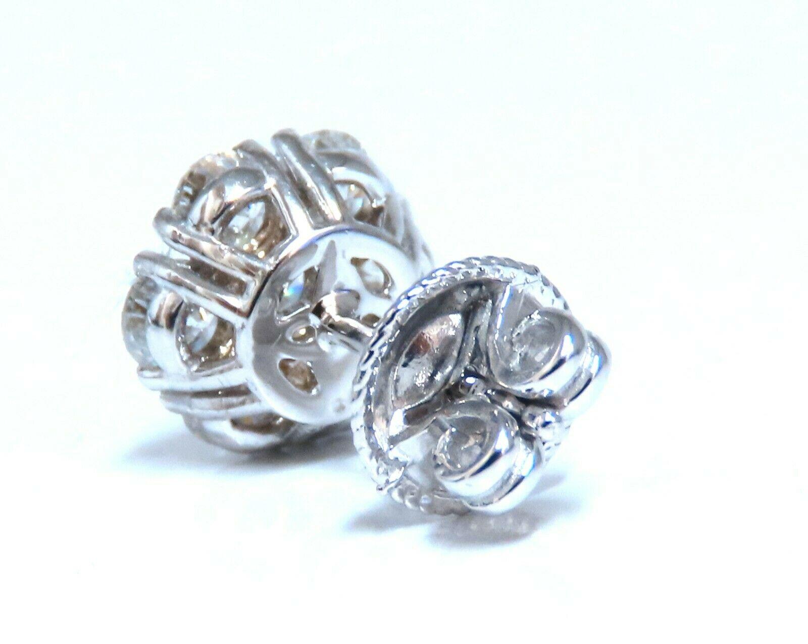 Women's or Men's 2ct Natural Diamonds Cluster Earrings 14kt For Sale