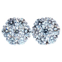 Boucles d'oreilles en grappe de diamants naturels de 2 ct, 14 kt*