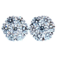 Boucles d'oreilles en grappe de diamants naturels 2 carats 14 carats