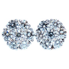 2ct Natural Diamonds Cluster Earrings 14kt