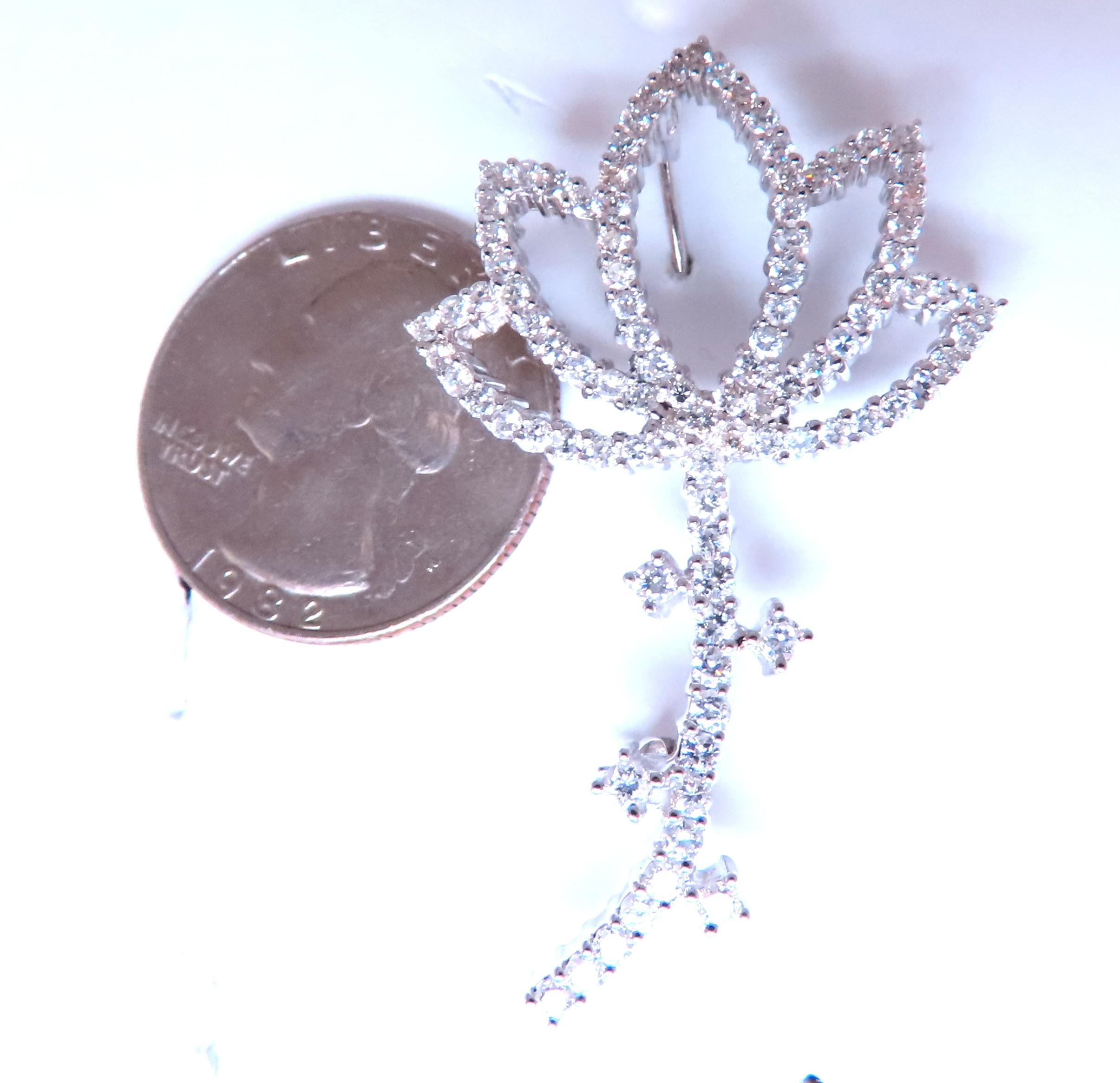 Open frame iconic diamond pin 
2ct natural round diamonds 
H-color vs-2 clarity 
14kt white gold 
46 x 30mm
$6,000.00 appraisal to accompany