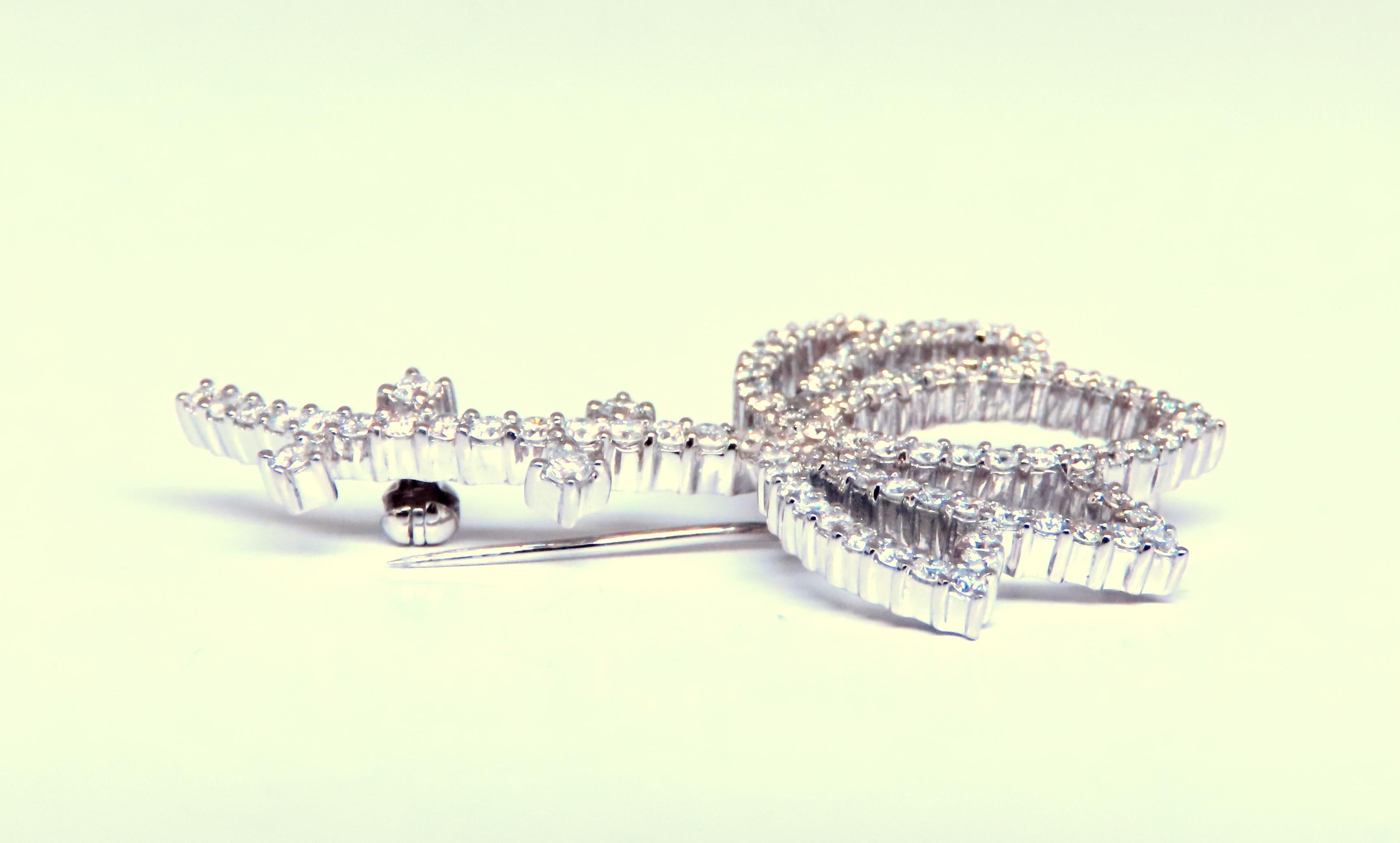 Contemporary 2ct Natural Diamonds Iconic Flower Pin 14KT 12534 For Sale