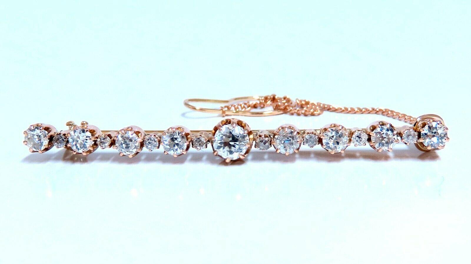 2ct Natural diamonds Pin / Tie Bar & Shirt Chain 14kt Vintage In New Condition For Sale In New York, NY