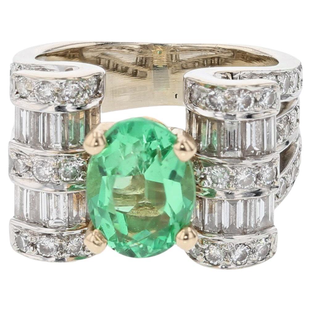 2ct Natural Emerald 14K White Gold Ring For Sale