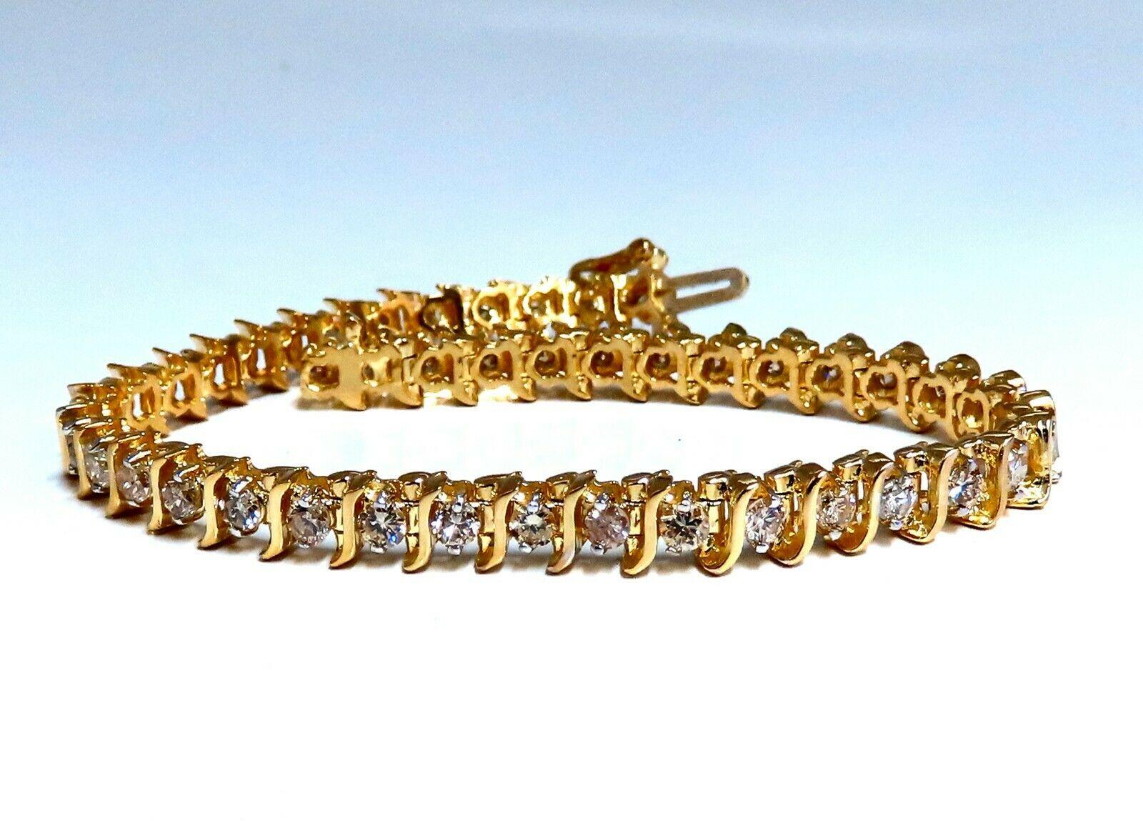 Women's or Men's 2ct Natural Fancy Light Brown Diamonds Classic S Tennis Bracelet 14kt