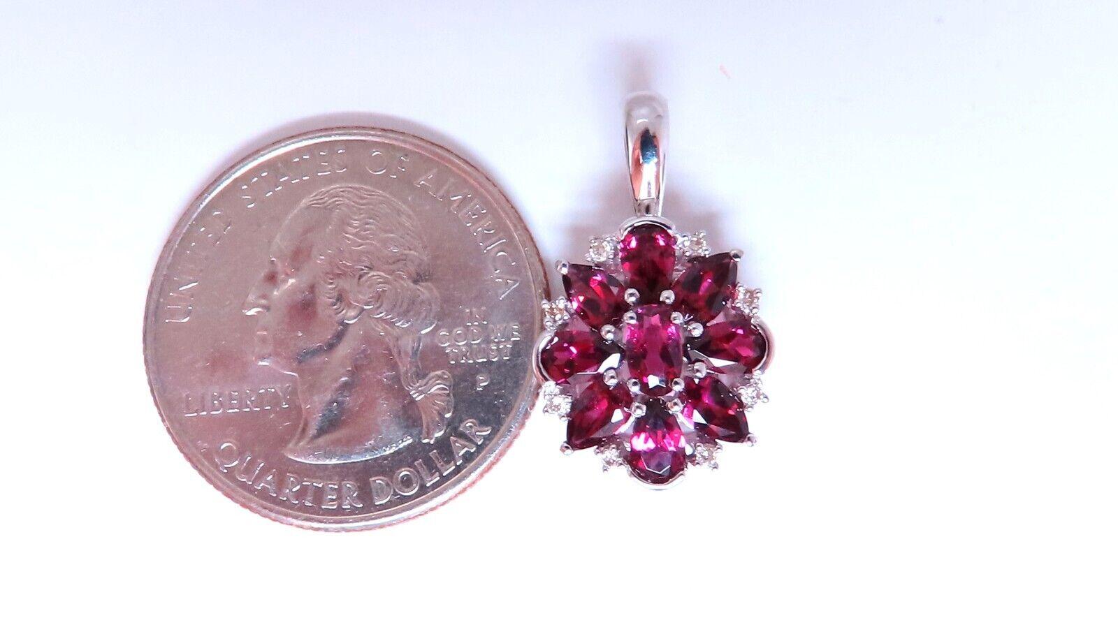 2 Karat natürlicher Granat Diamanten Anhänger Cluster 9 Karat (Tropfenschliff)