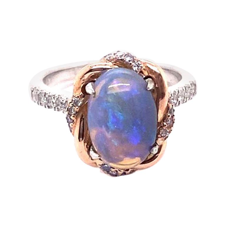 2ct Natural Opal 14K White / Yellow Gold Ring