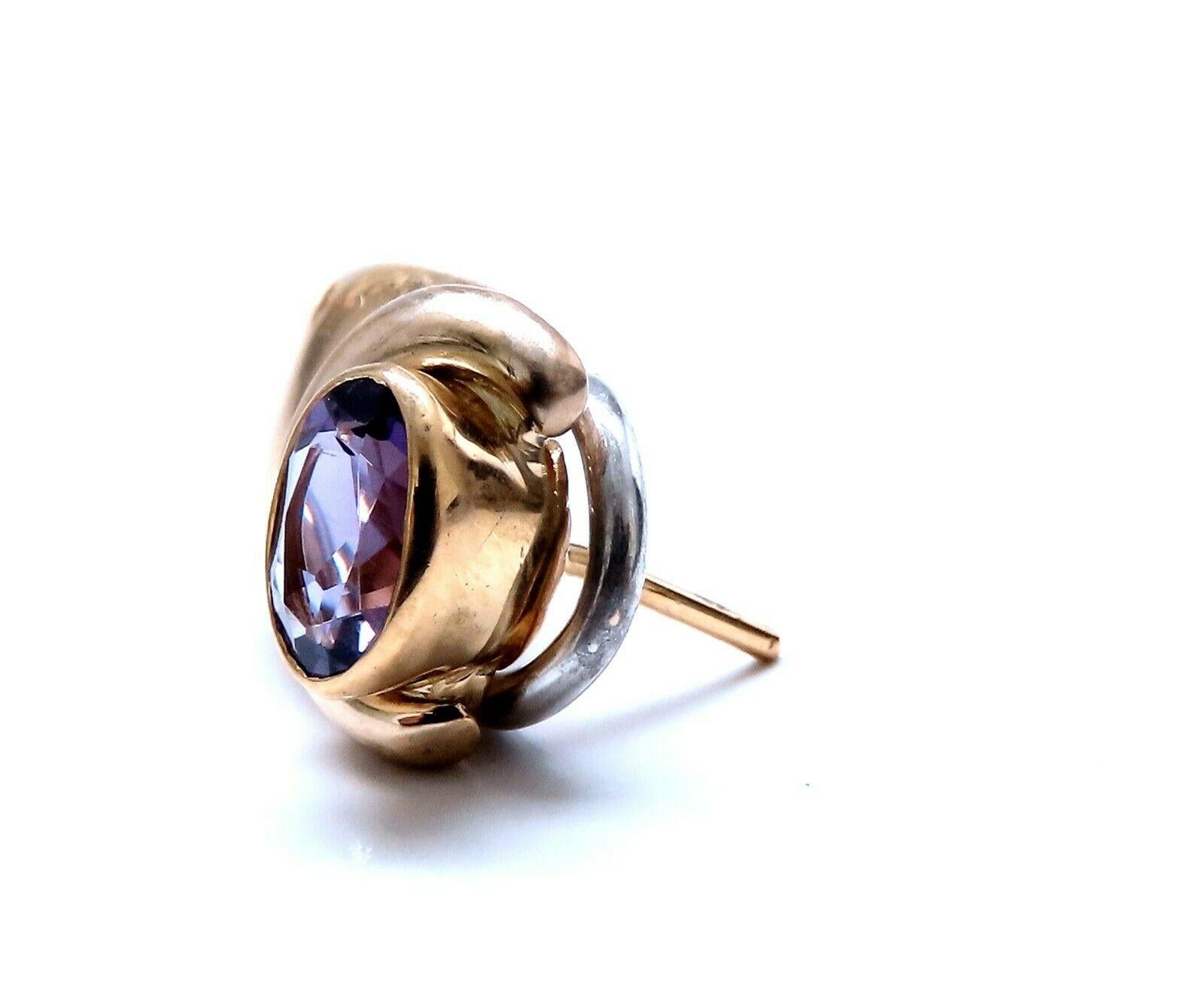 da uomo o donna Orecchini a clip con ametista viola ovale naturale 2ct 18kt in vendita