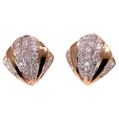 2ct. Natural Round Diamond Shell Crest Clip Earrings 14kt*