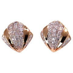 2ct. Natural Round Diamond Shell Crest Clip Earrings 14kt