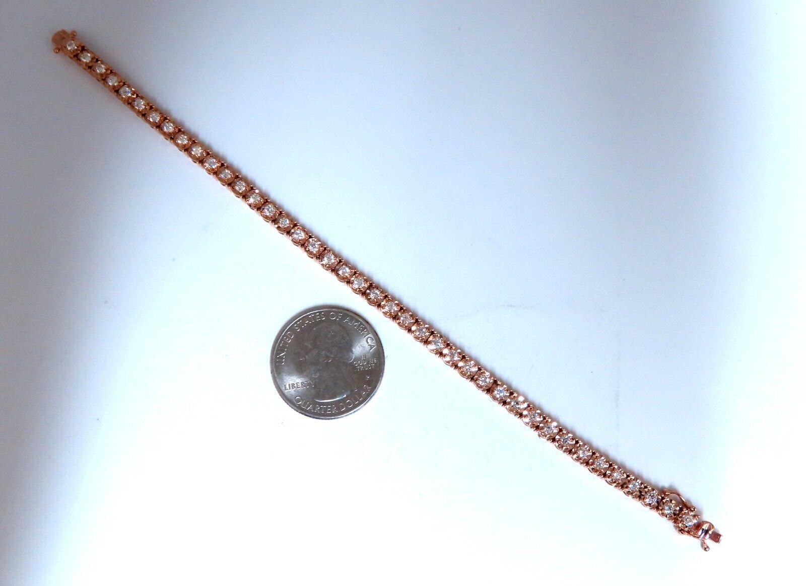 2ct. Natural Round Diamonds Tennis Bracelet Classic 14 Karat Rose Gold In New Condition For Sale In New York, NY
