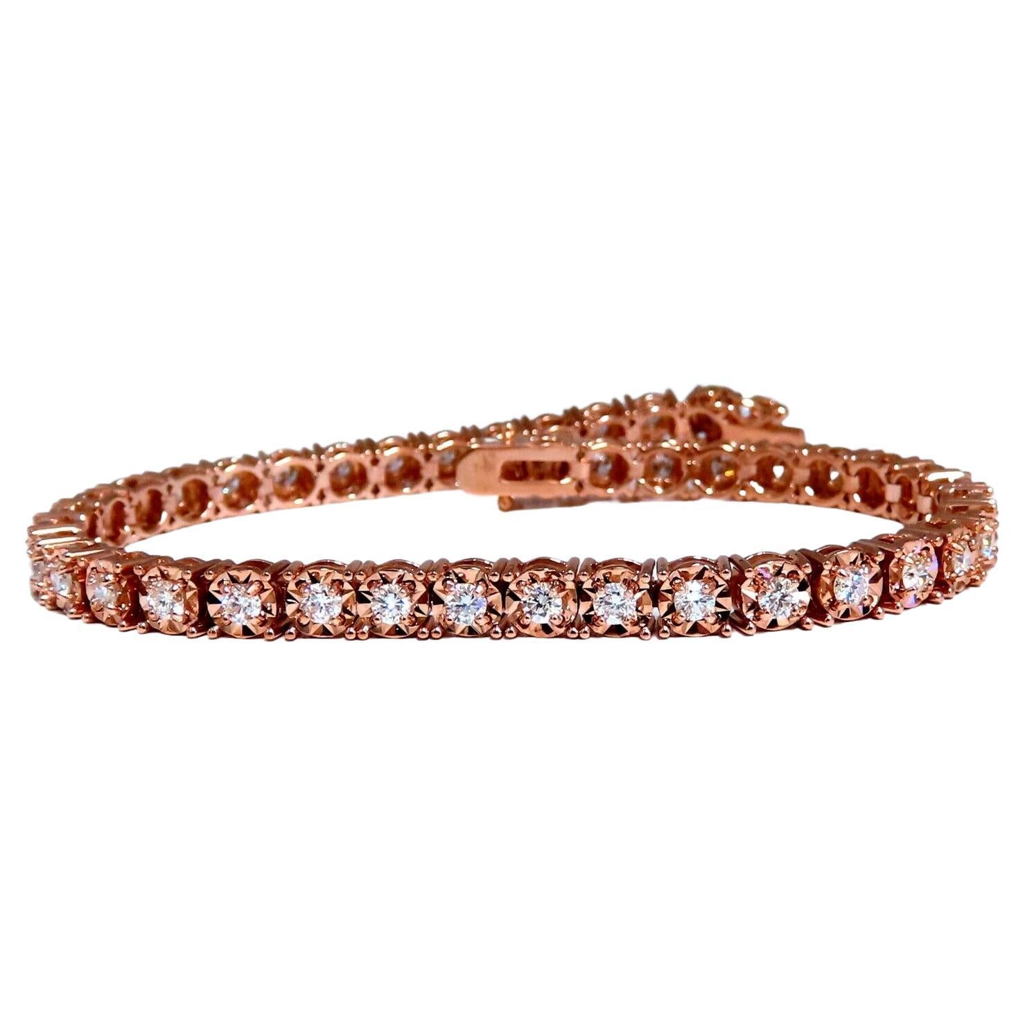 2ct. Bracelet tennis classique en or rose 14 carats avec diamants ronds naturels en vente