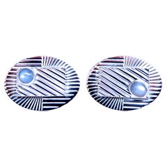 Boutons de manchette Art déco en saphir naturel 2 carats 14 carats 12478