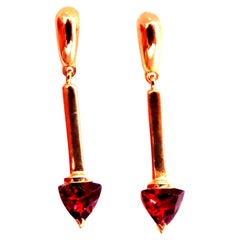2ct Natural Trilliant Garnet Dangle Earrings 14kt Gold 12627