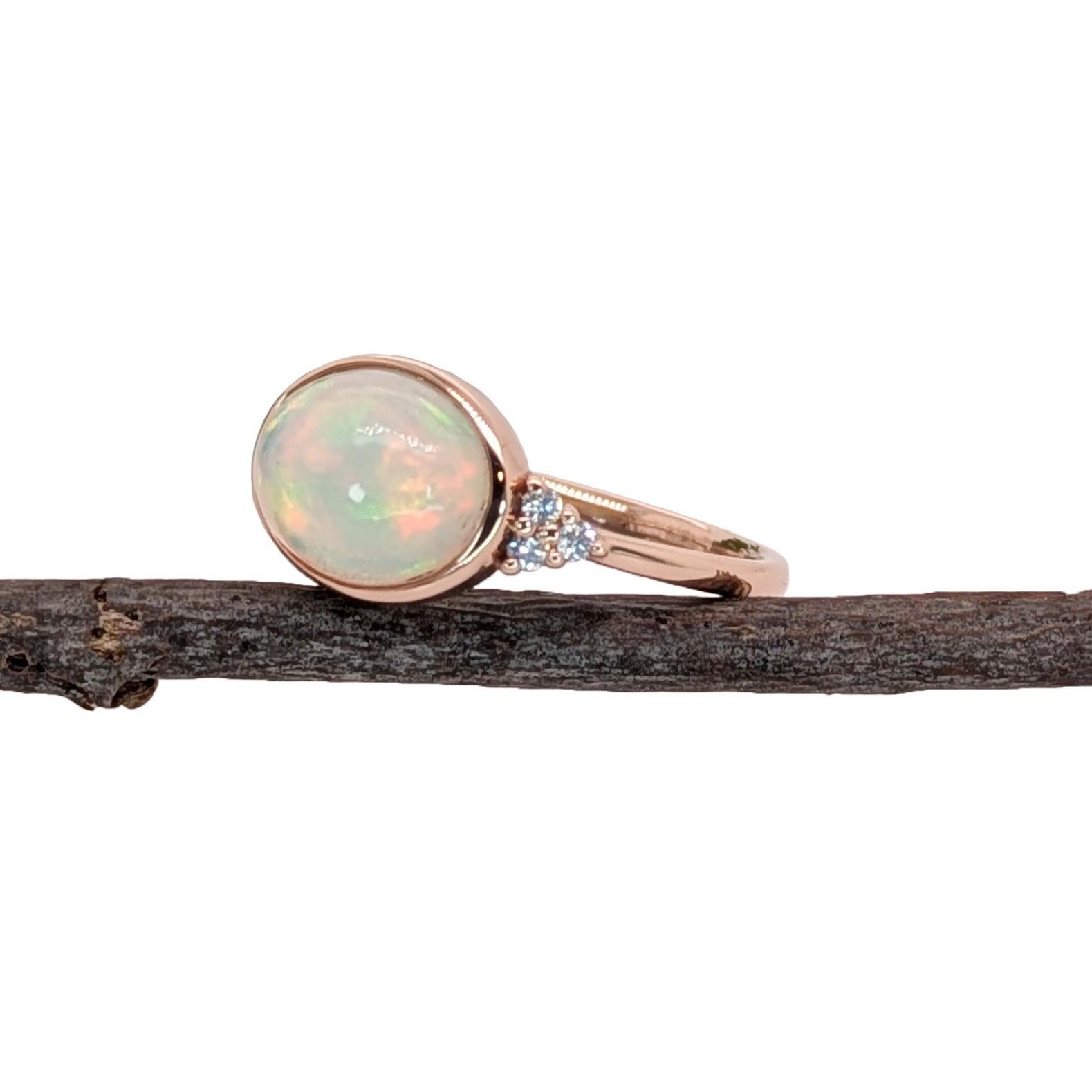 2ct Opal Ring w Natural Diamond Accents in Solid 14K Yellow Gold  OV 10x8mm In New Condition In Columbus, OH