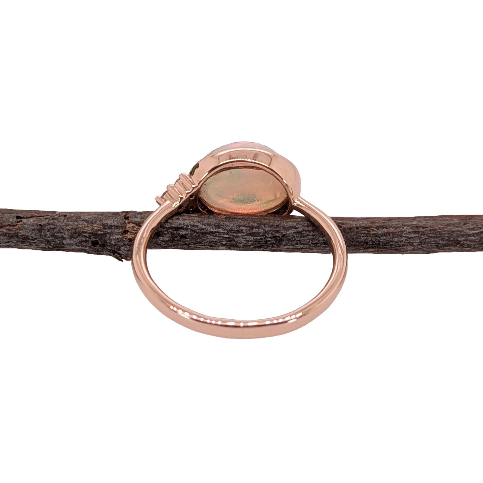 Women's 2ct Opal Ring w Natural Diamond Accents in Solid 14K Yellow Gold  OV 10x8mm
