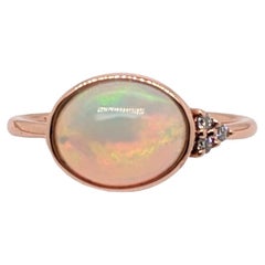 2ct Opal Ring w Natural Diamond Accents in Solid 14K Yellow Gold  OV 10x8mm